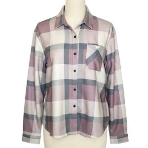 Plaid Shacket Jacket Shirt Pink Gray Cream Button Front Overshirt XXL